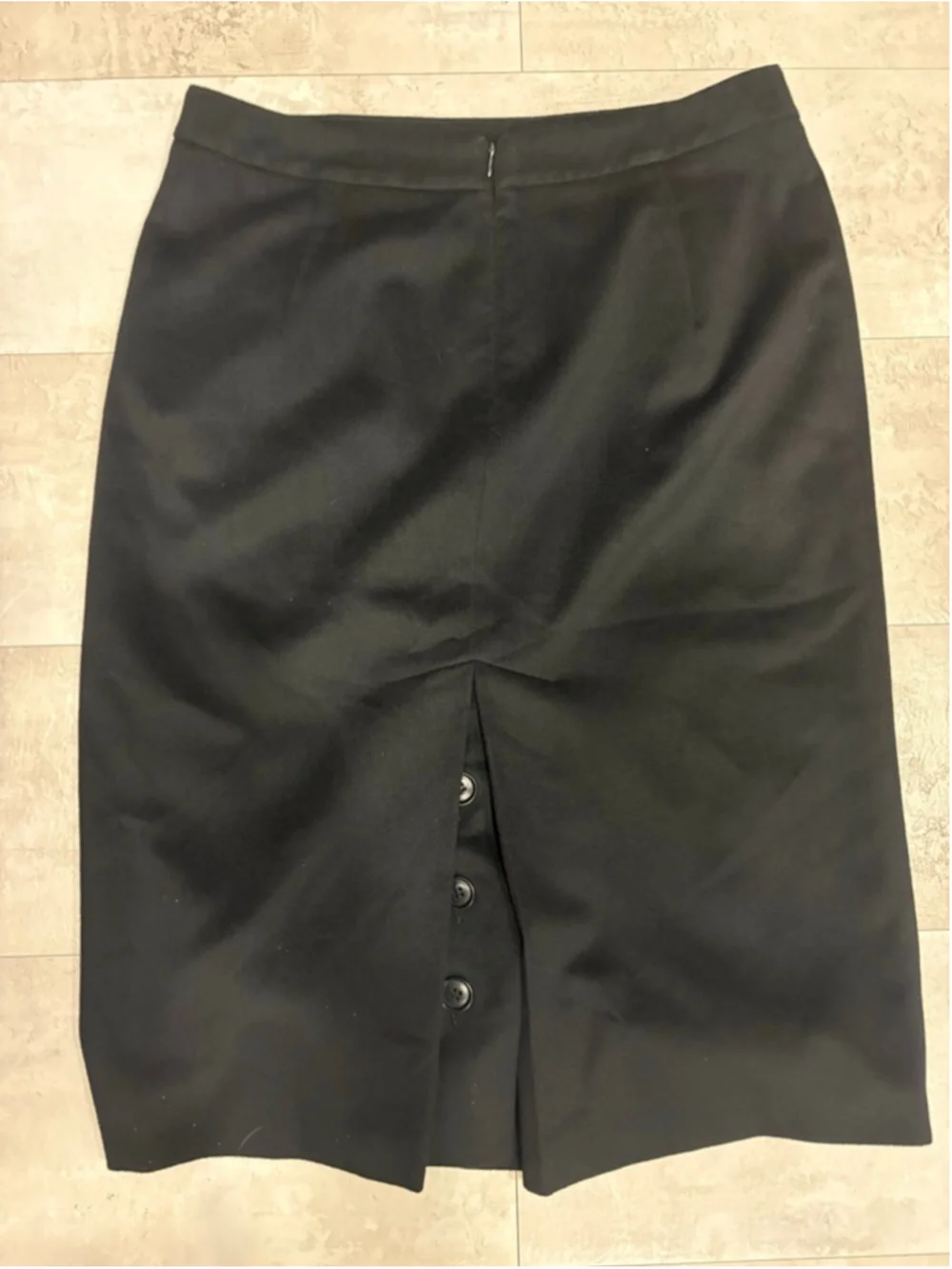 Max Mara Pure Wool Pencil Skirt 8 Black Embroidered Lace Pocket Italy Office